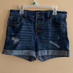 Old Navy Blue Boyfriend Mid-Rise Distressed Denim Short - 6